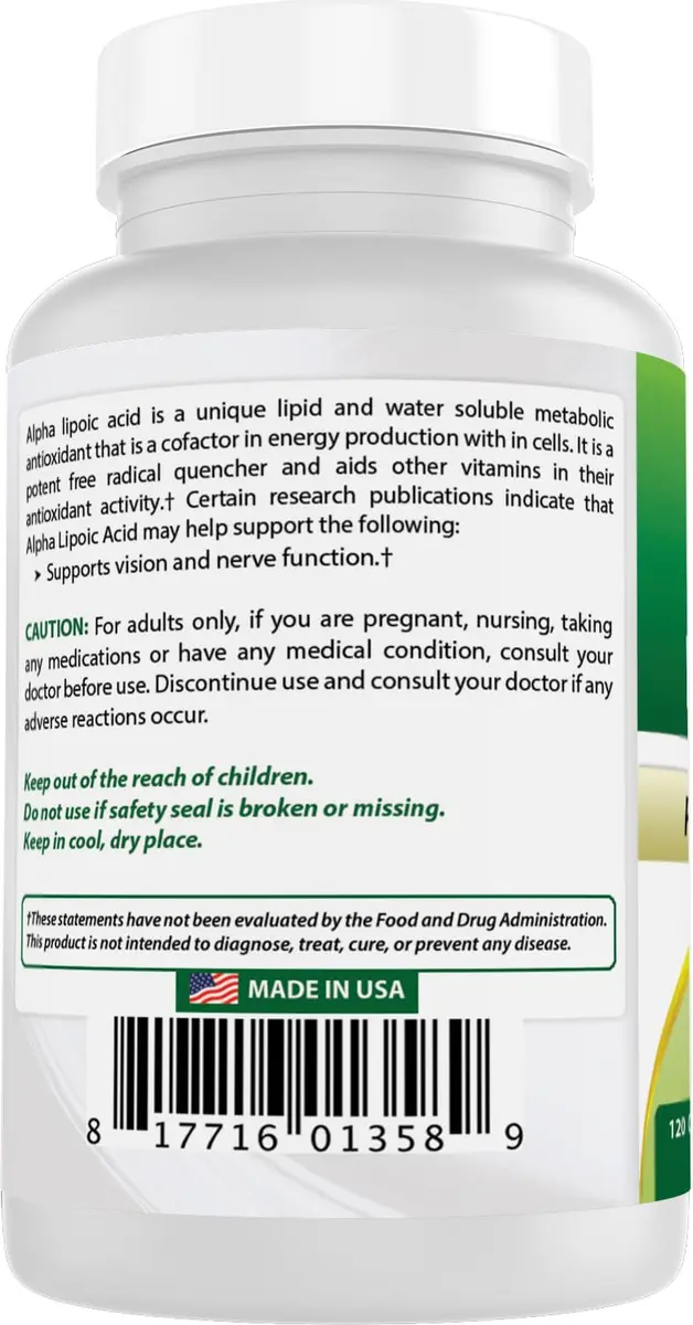Best Naturals Alpha Lipoic Acid 300 mg 120 Capsules | Antioxidant Support for Adults - view 6
