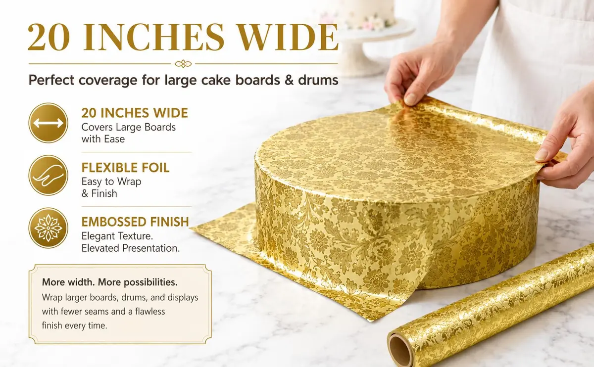 Oasis Supply Florist Foil Roll, Gold | Embossed Design, 20" x 50' | Wrap for Cake & Floral - view 6