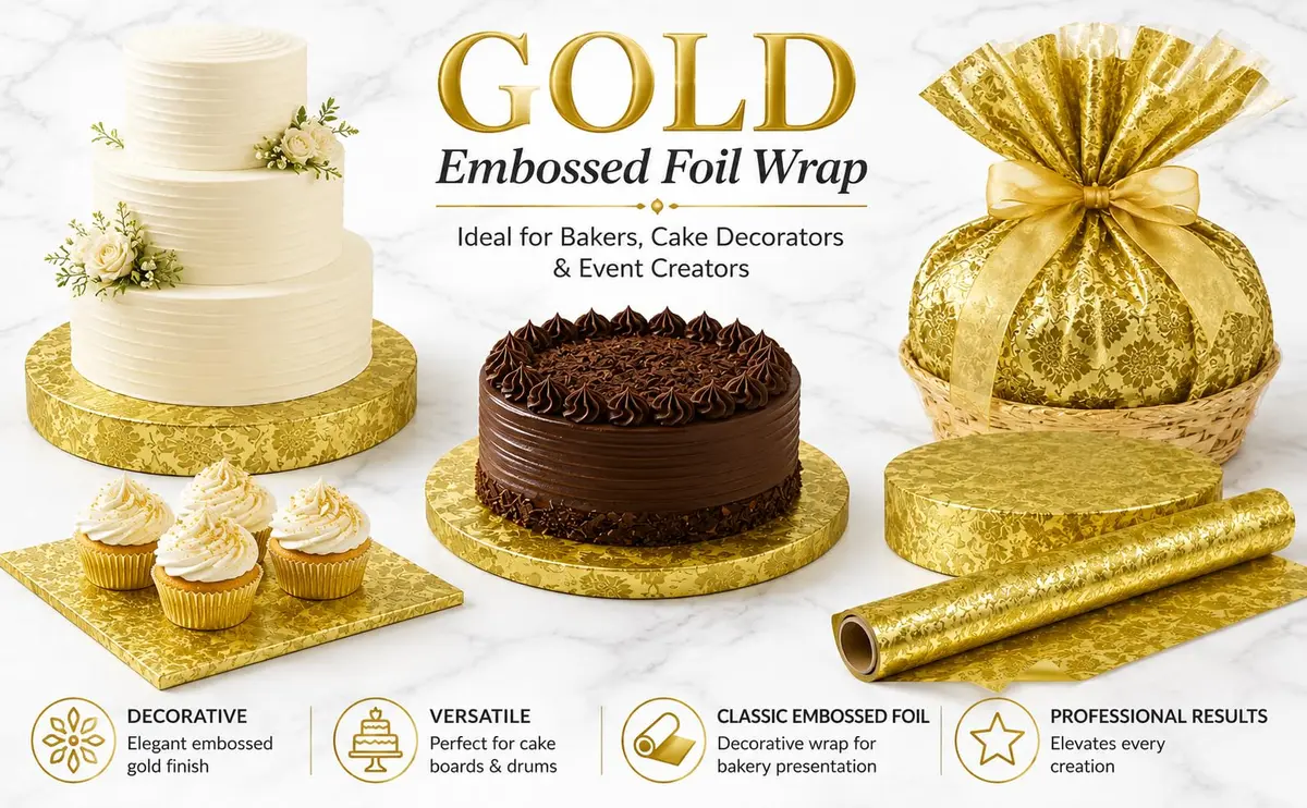 Oasis Supply Florist Foil Roll, Gold | Embossed Design, 20" x 50' | Wrap for Cake & Floral - view 7