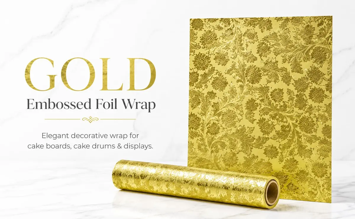 Oasis Supply Florist Foil Roll, Gold | Embossed Design, 20" x 50' | Wrap for Cake & Floral - view 4
