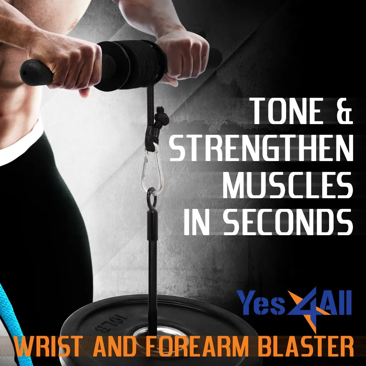 Yes4All Wrist and Forearm Blaster with Standard Weight Plate Compatibility | 0.68 kg (1.5 lb) Black - view 5