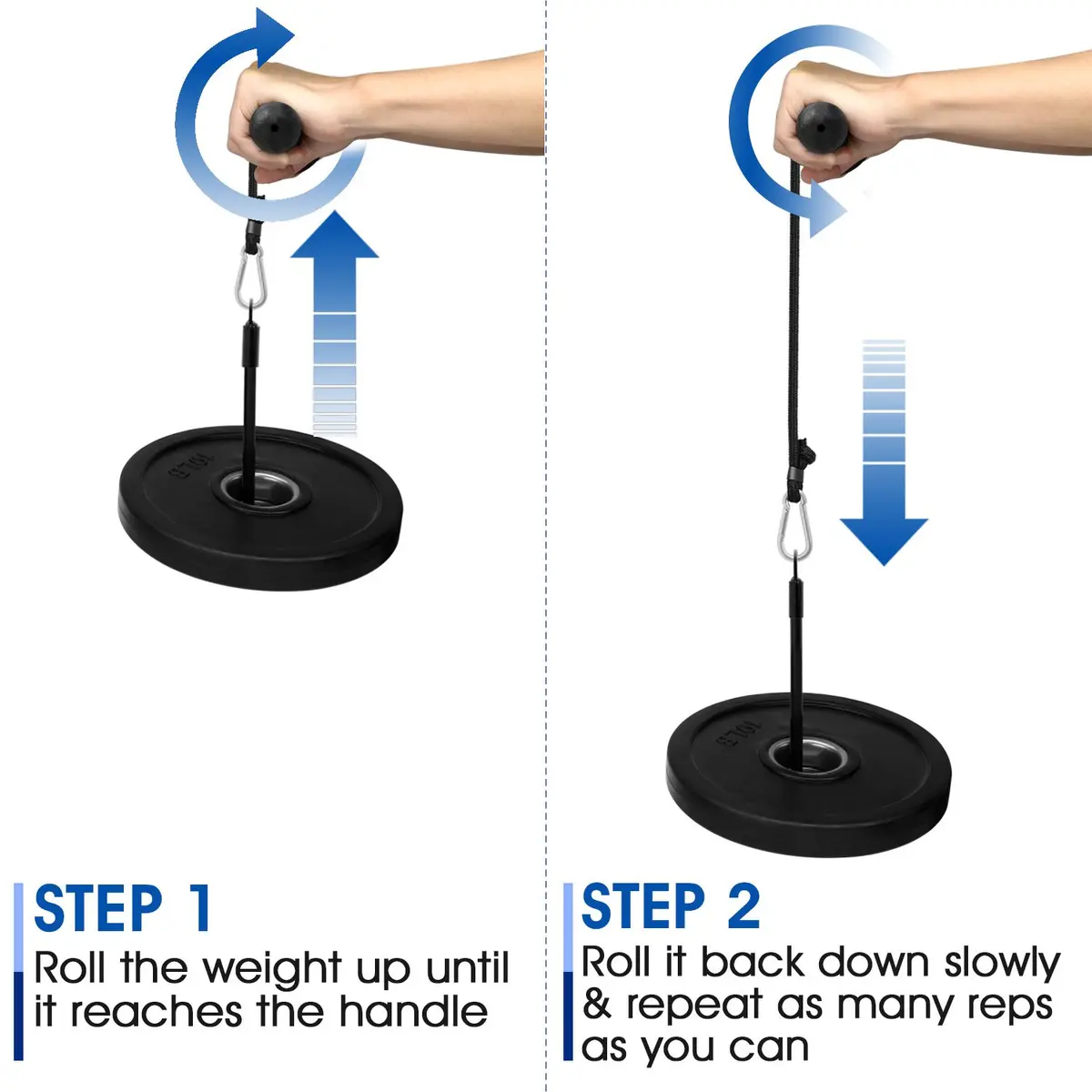 Yes4All Wrist and Forearm Blaster with Standard Weight Plate Compatibility | 0.68 kg (1.5 lb) Black - view 6