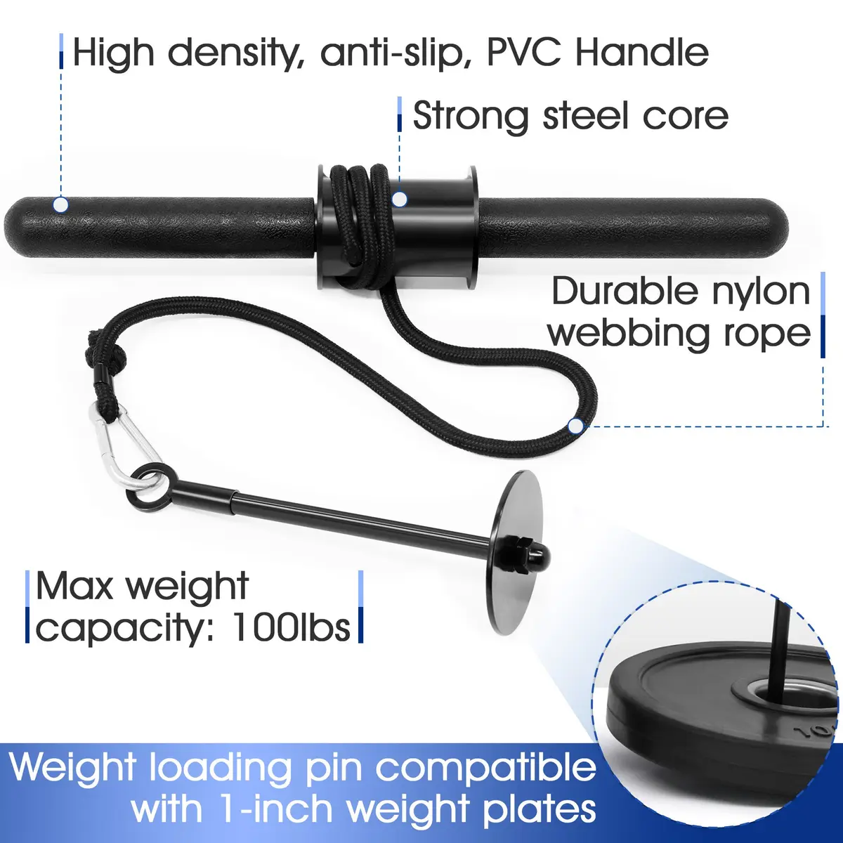 Yes4All Wrist and Forearm Blaster with Standard Weight Plate Compatibility | 0.68 kg (1.5 lb) Black - view 3