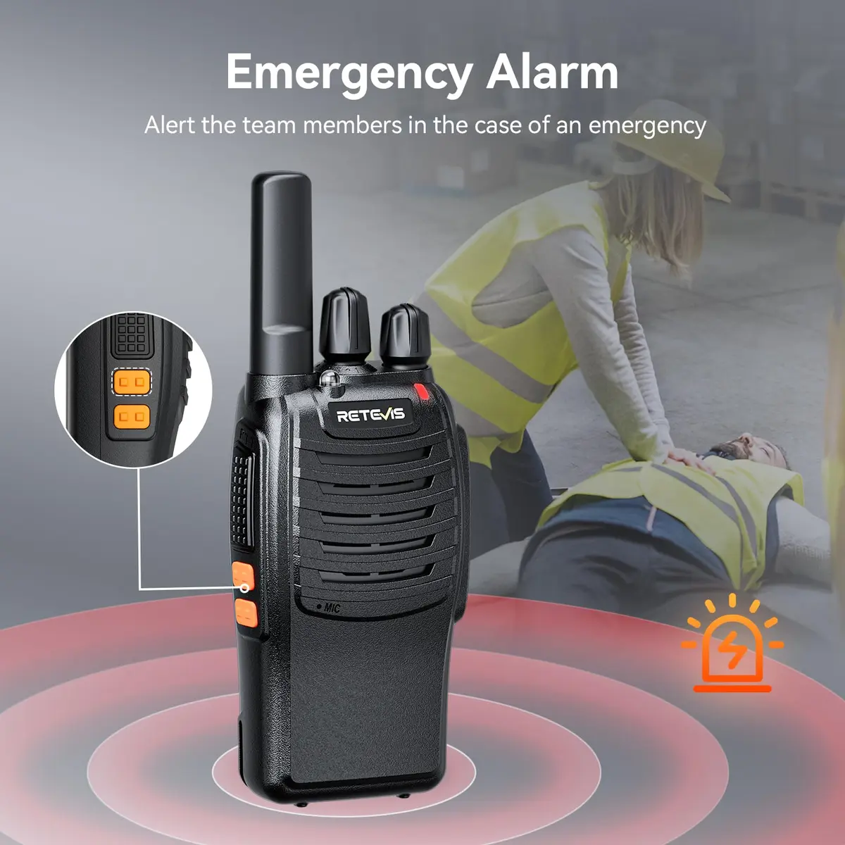 Retevis H-777 Walkie Talkies with Mic for Adults | Long Range 2 Way Radios, 16 Channels, Emergency Alarm, VOX Hands-Free, 10 Pack - view 5