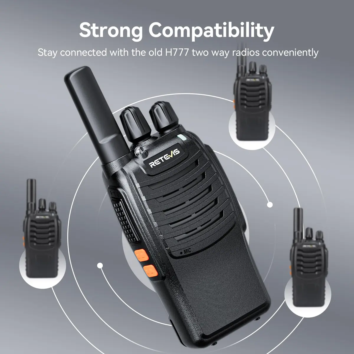 Retevis H-777 Walkie Talkies with Mic for Adults | Long Range 2 Way Radios, 16 Channels, Emergency Alarm, VOX Hands-Free, 10 Pack - view 3