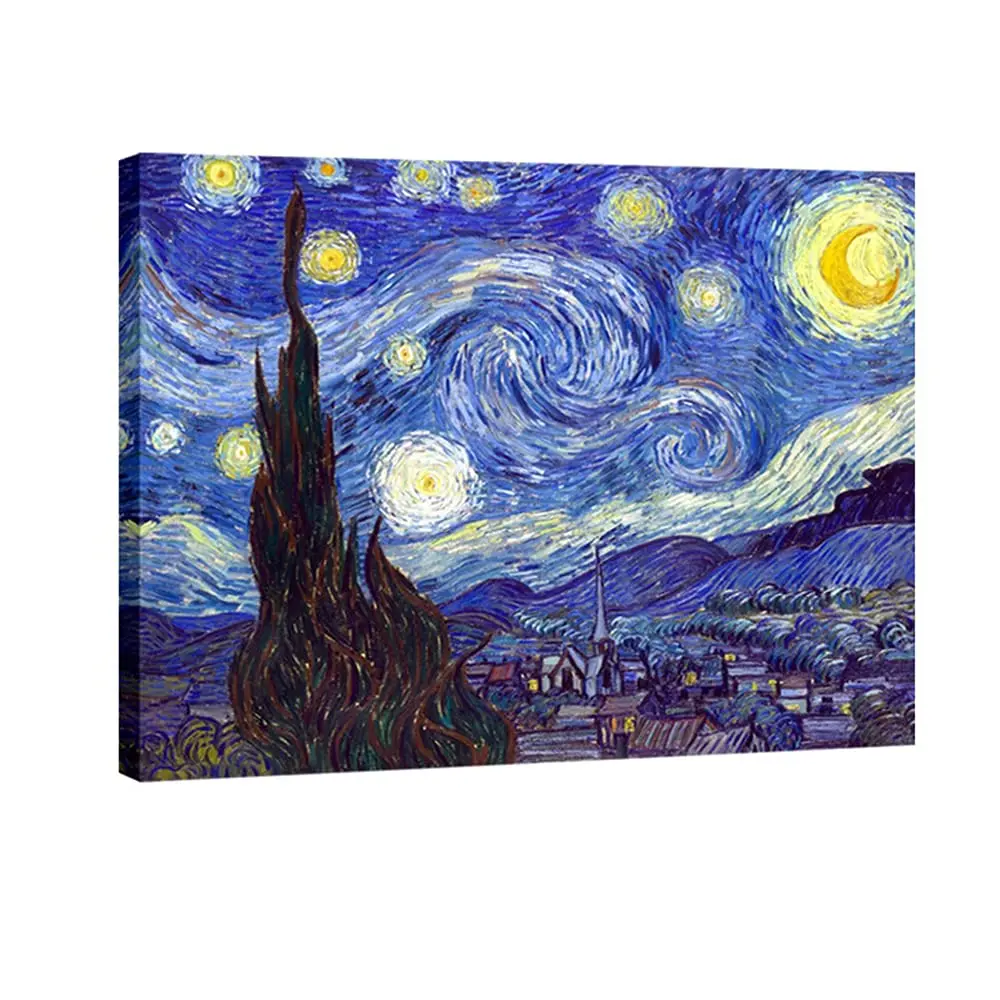 Wieco Art Classic Abstract Giclee Canvas Prints Wall Art for Living Room Home Office Decor Large Starry Night by Van Gogh Famous Artwork Modern Landscape - main product image