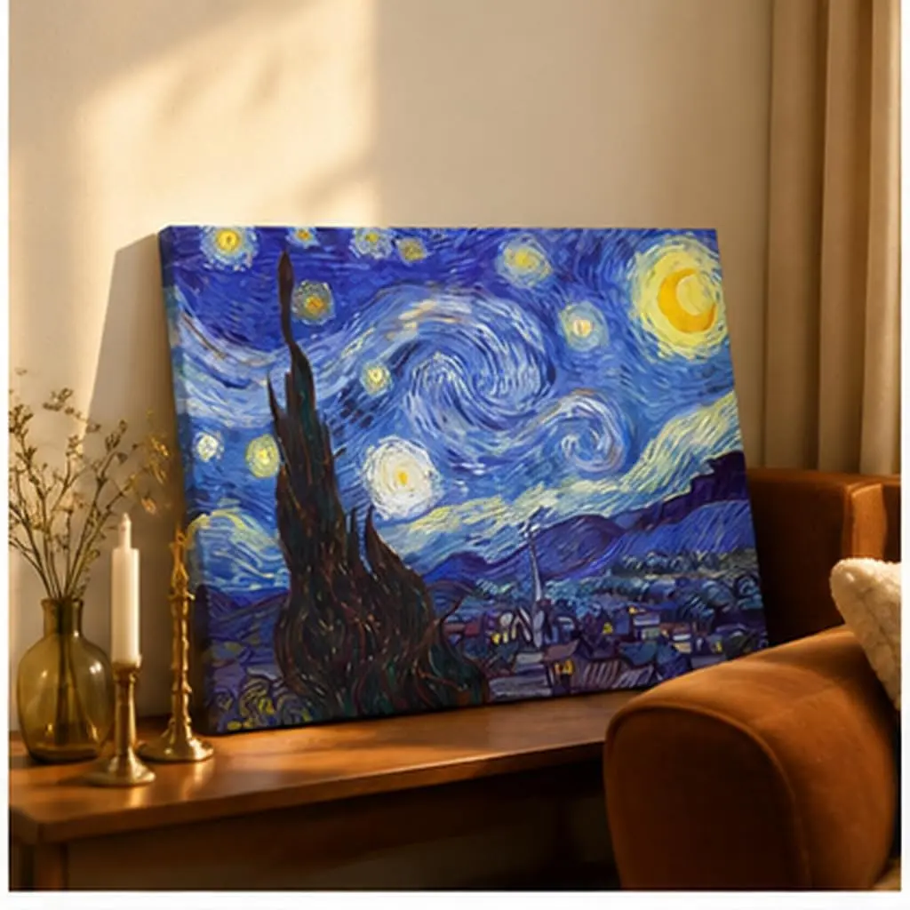 Wieco Art Classic Abstract Giclee Canvas Prints Wall Art for Living Room Home Office Decor Large Starry Night by Van Gogh Famous Artwork Modern Landscape - view 5
