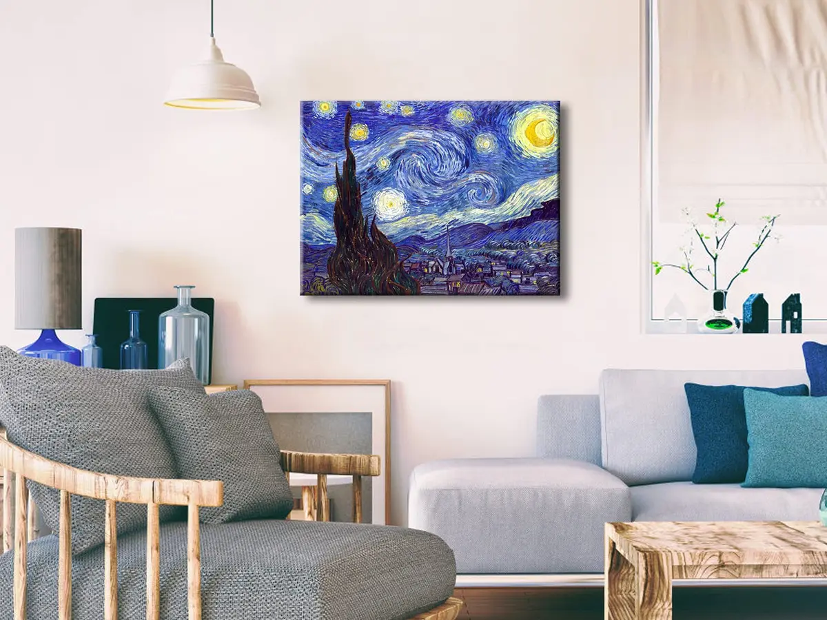 Wieco Art Classic Abstract Giclee Canvas Prints Wall Art for Living Room Home Office Decor Large Starry Night by Van Gogh Famous Artwork Modern Landscape - view 8