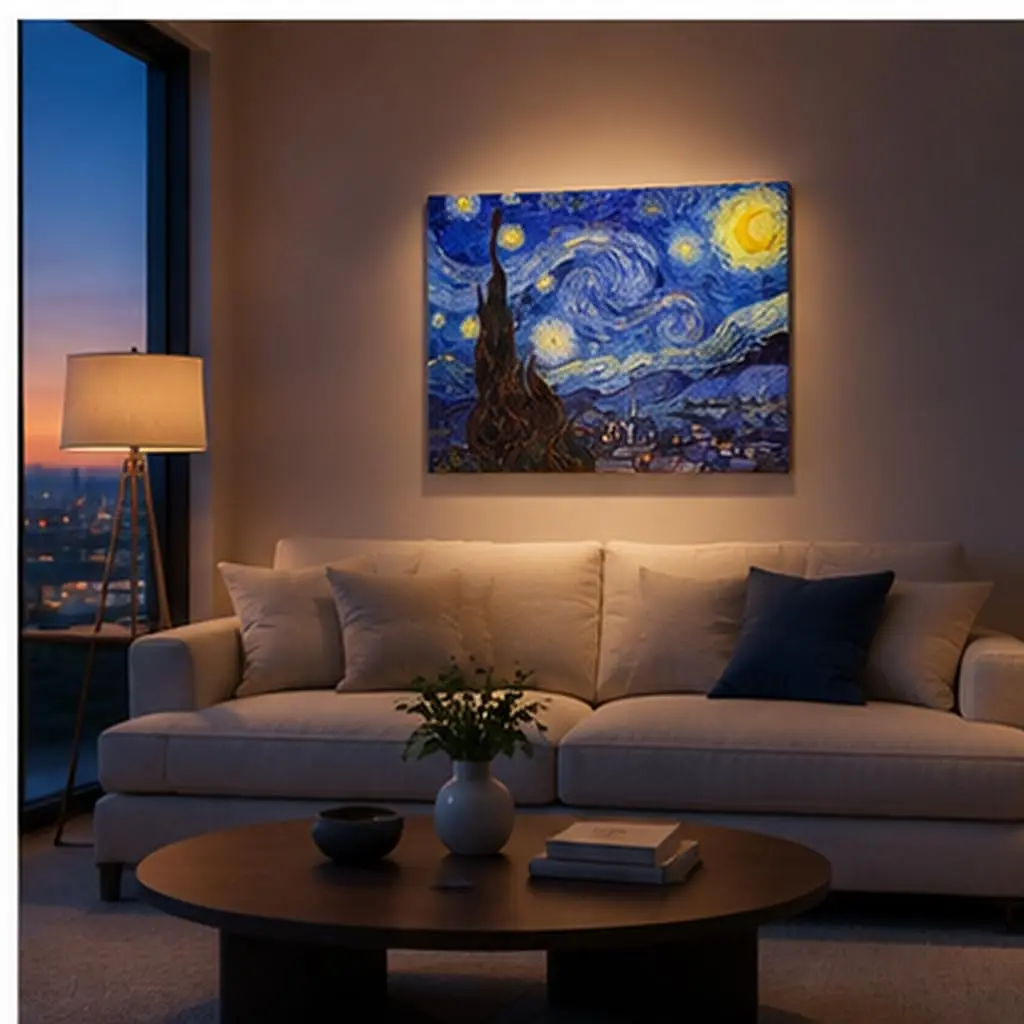 Wieco Art Classic Abstract Giclee Canvas Prints Wall Art for Living Room Home Office Decor Large Starry Night by Van Gogh Famous Artwork Modern Landscape - view 2