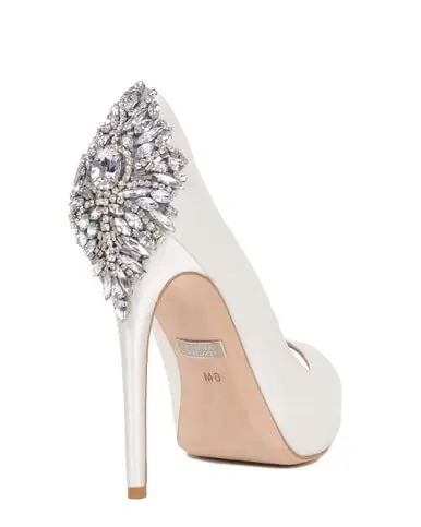 Badgley Mischka Kiara Platform Pump, White, Size 9 | Elegant Rhinestone Accents - view 7