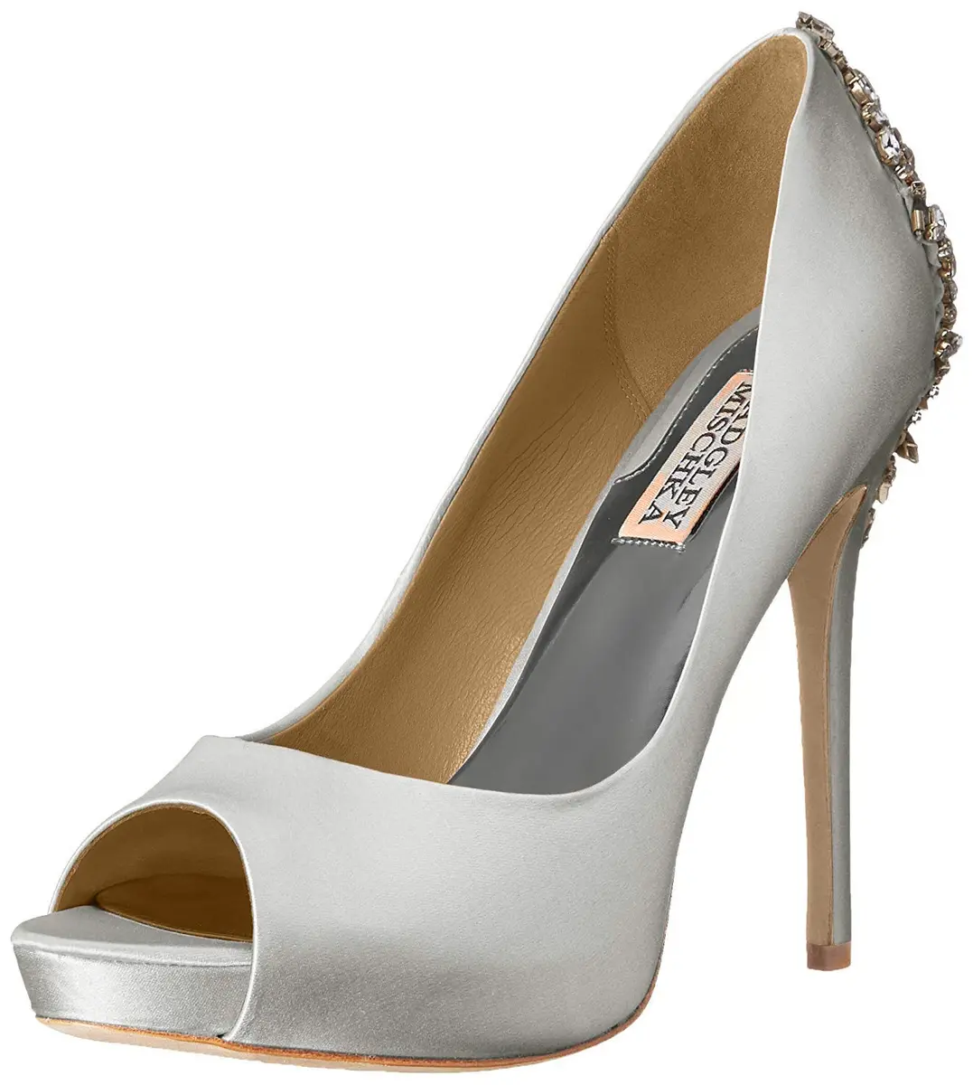 Badgley Mischka Kiara Platform Pump, White, Size 5 M US | Elegant Open Toe Heels - main product image