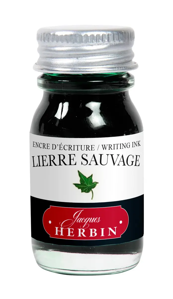 Jacques Herbin Fountain Pen Ink - Lierre Sauvage Green 10ml (0.3 fl oz) | Smooth Flow, Fast Drying - main product image