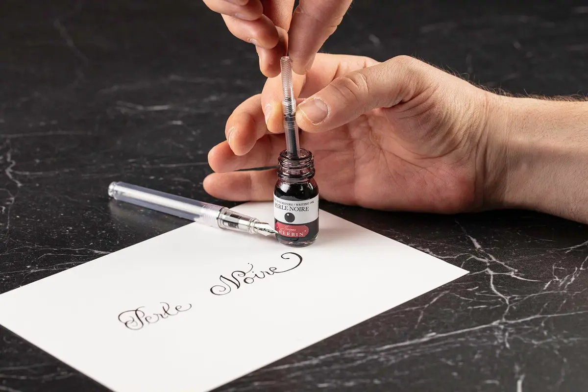 Jacques Herbin Fountain Pen Ink - Lierre Sauvage Green 10ml (0.3 fl oz) | Smooth Flow, Fast Drying - view 7