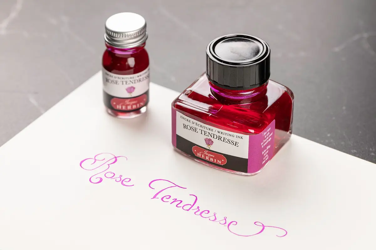Jacques Herbin Traditional Bottled Ink Tender Rose 10ml (0.3 fl oz) | Smooth Flow, Fast Drying - view 4