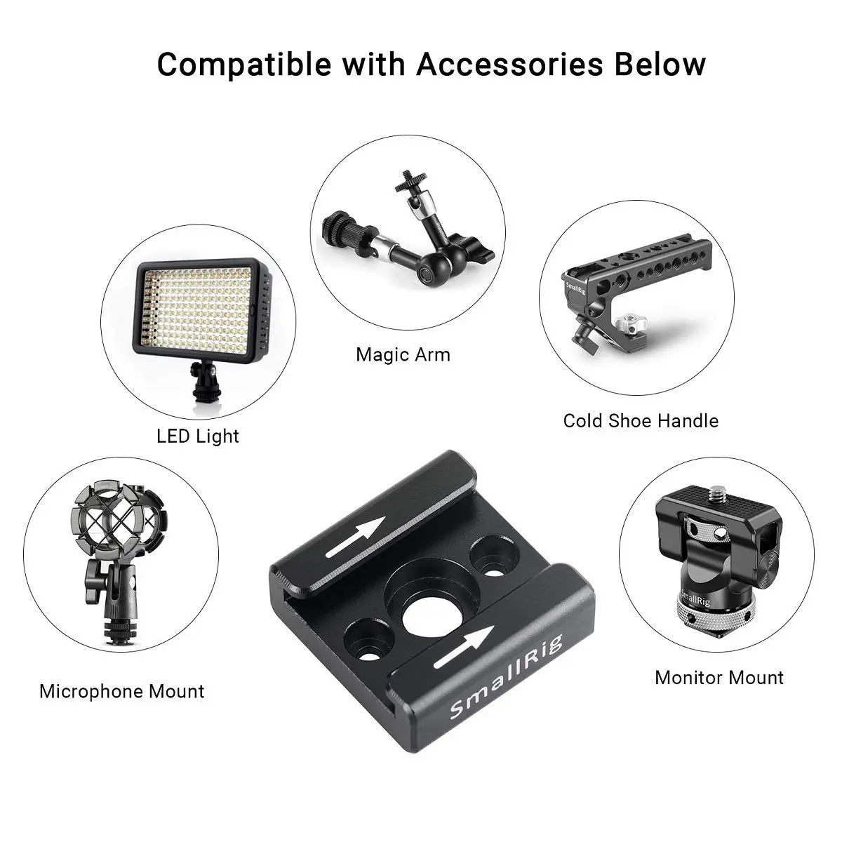 SMALLRIG Cold Shoe Mount Adapter with 1/4" Thread - 1241 | Mounts Lights, Microphones, and Accessories - view 4