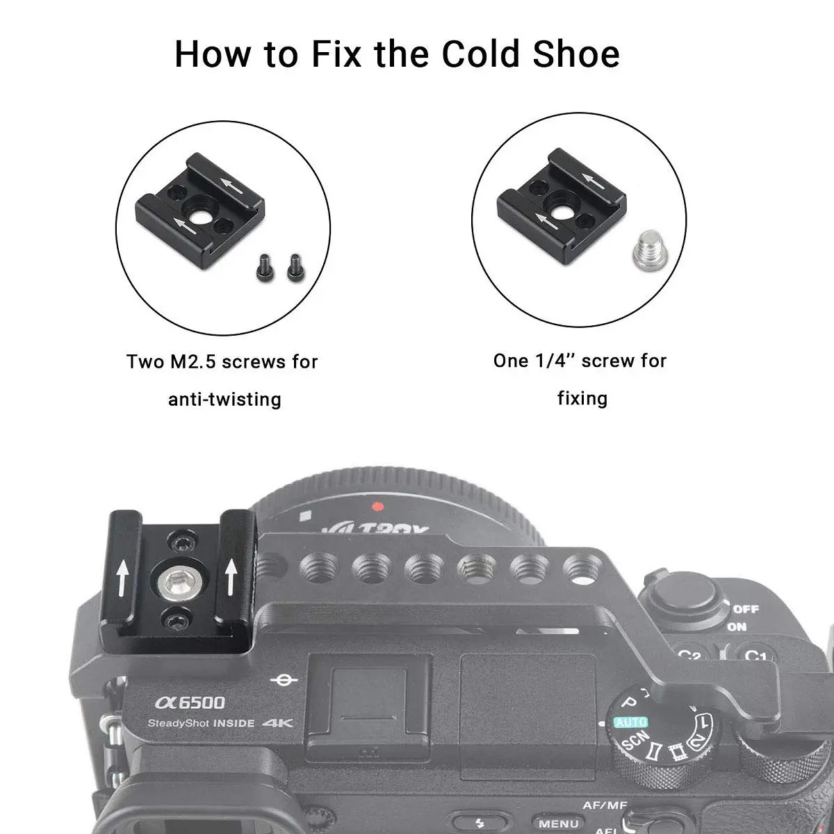 SMALLRIG Cold Shoe Mount Adapter with 1/4" Thread - 1241 | Mounts Lights, Microphones, and Accessories - view 5