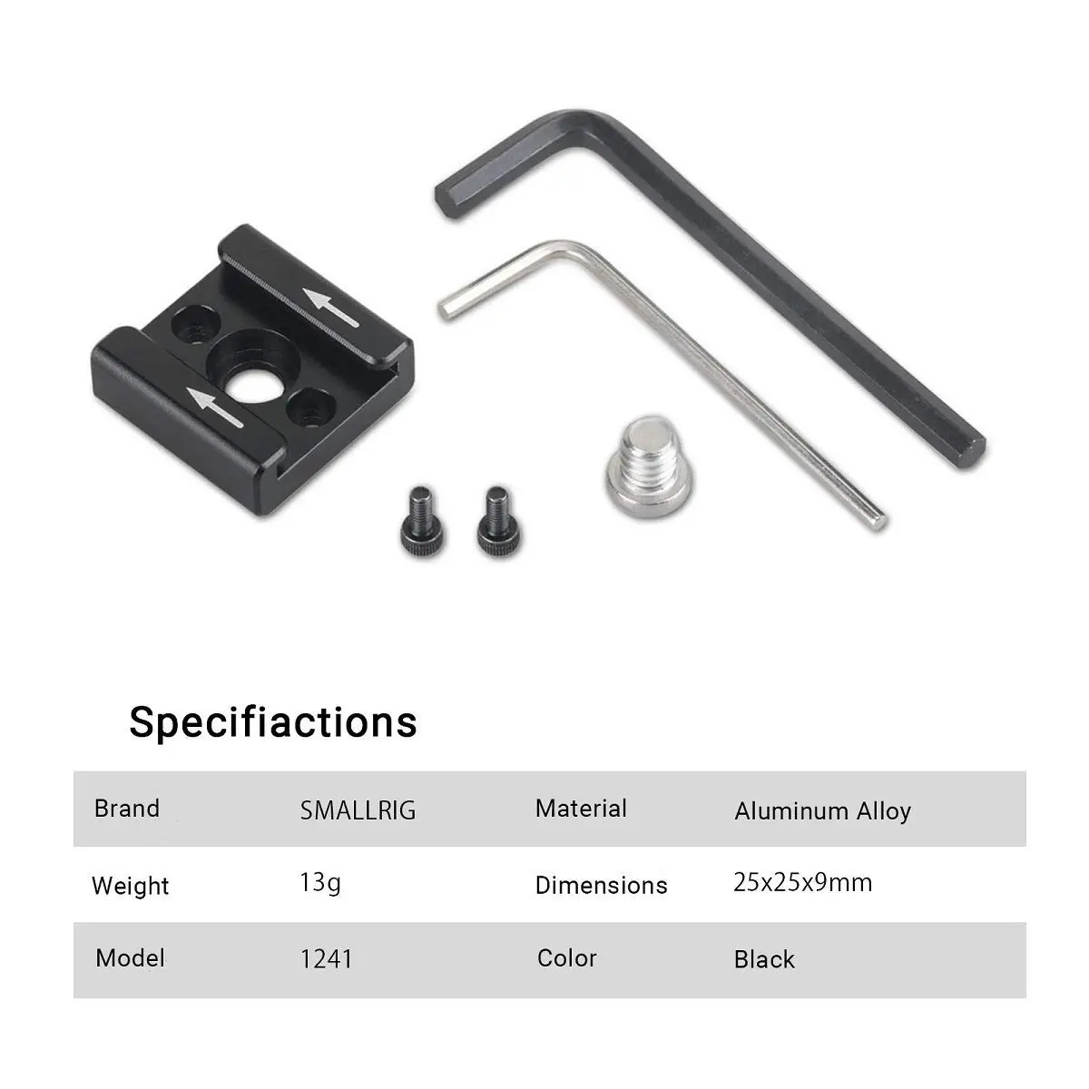 SMALLRIG Cold Shoe Mount Adapter with 1/4" Thread - 1241 | Mounts Lights, Microphones, and Accessories - view 9
