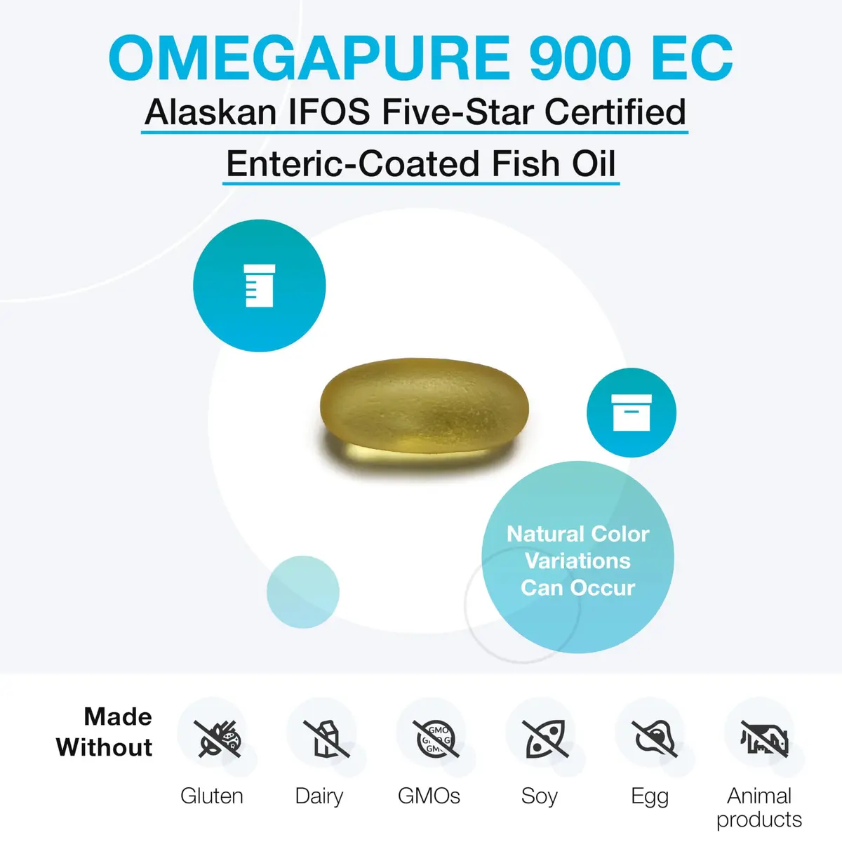 XYMOGEN OmegaPure 900 EC 90 Softgels | EPA DHA Omega-3 for Heart & Brain Support - view 3