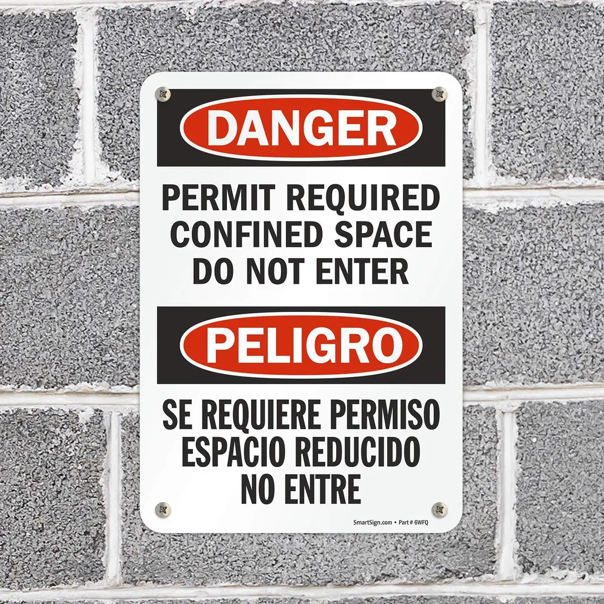 SmartSign Danger - Permit Required Confined Space Sign | Aluminum 7" x 10" OSHA Compliant - view 3