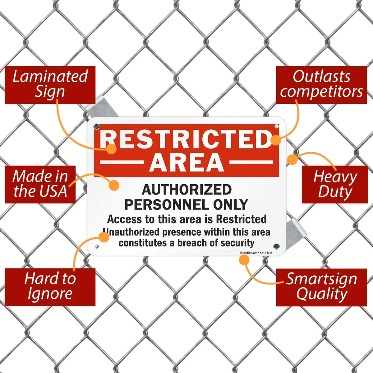 SmartSign Restricted Area Sign | Aluminum 7" x 10" Durable Weatherproof - view 2