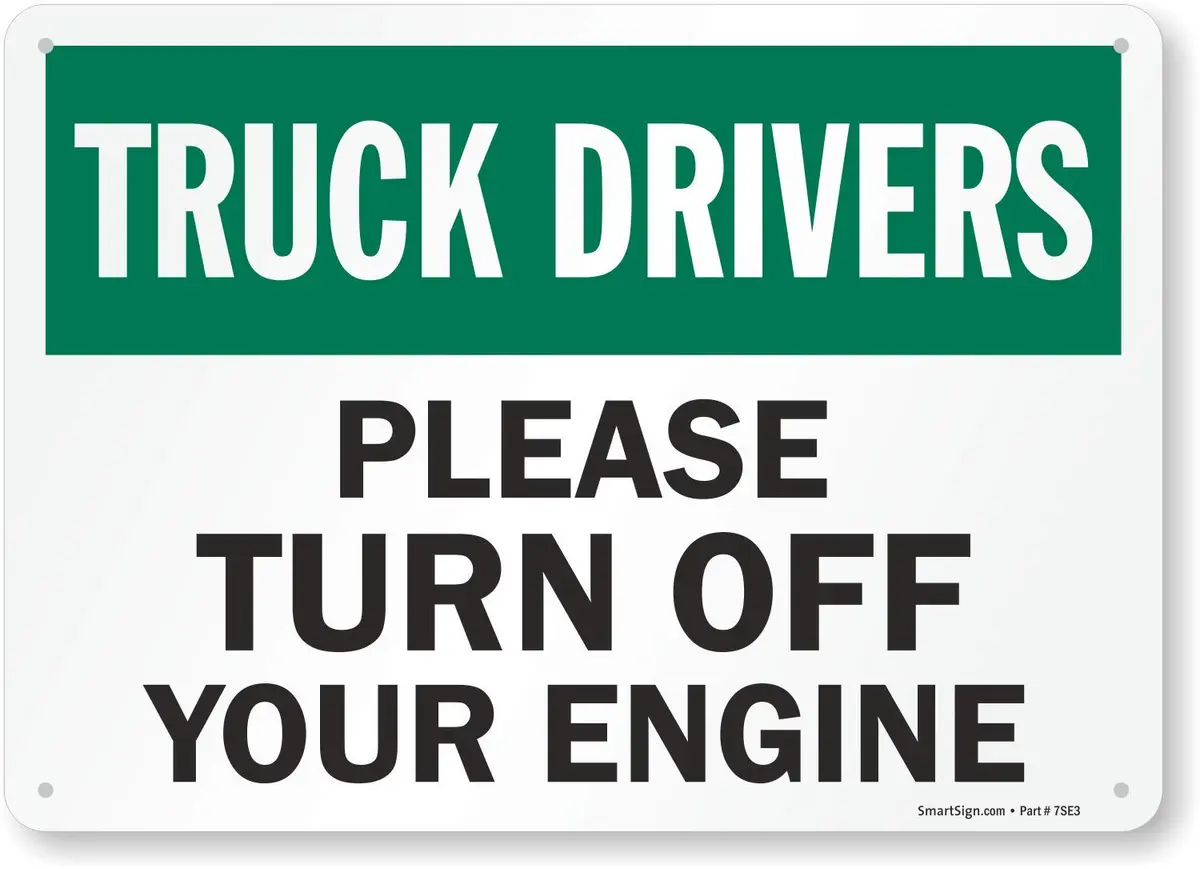 SmartSign 10 x 14 inch Truck Drivers Please Turn Off Your Engine Metal Sign, Rustproof Aluminum, Green, Black & White - main product image