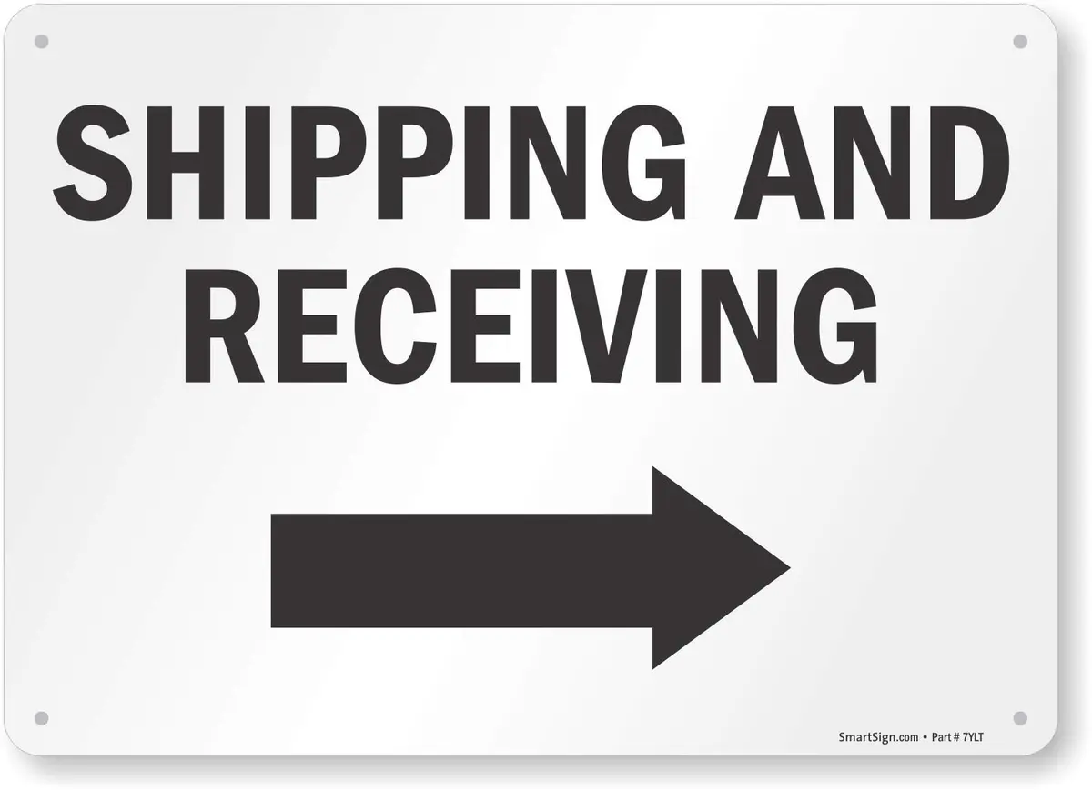 SmartSign Shipping And Receiving Sign with Right Arrow | 10" x 14" Aluminum Sign - main product image