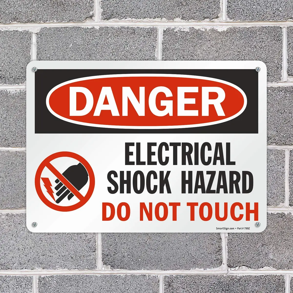 SmartSign Danger - Electrical Shock Hazard Sign | 10" x 14" Aluminum, Durable & Weatherproof - view 4