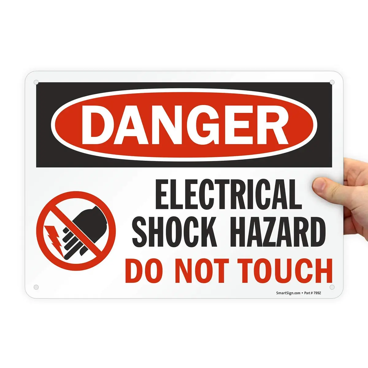 SmartSign Danger - Electrical Shock Hazard Sign | 10" x 14" Aluminum, Durable & Weatherproof - main product image