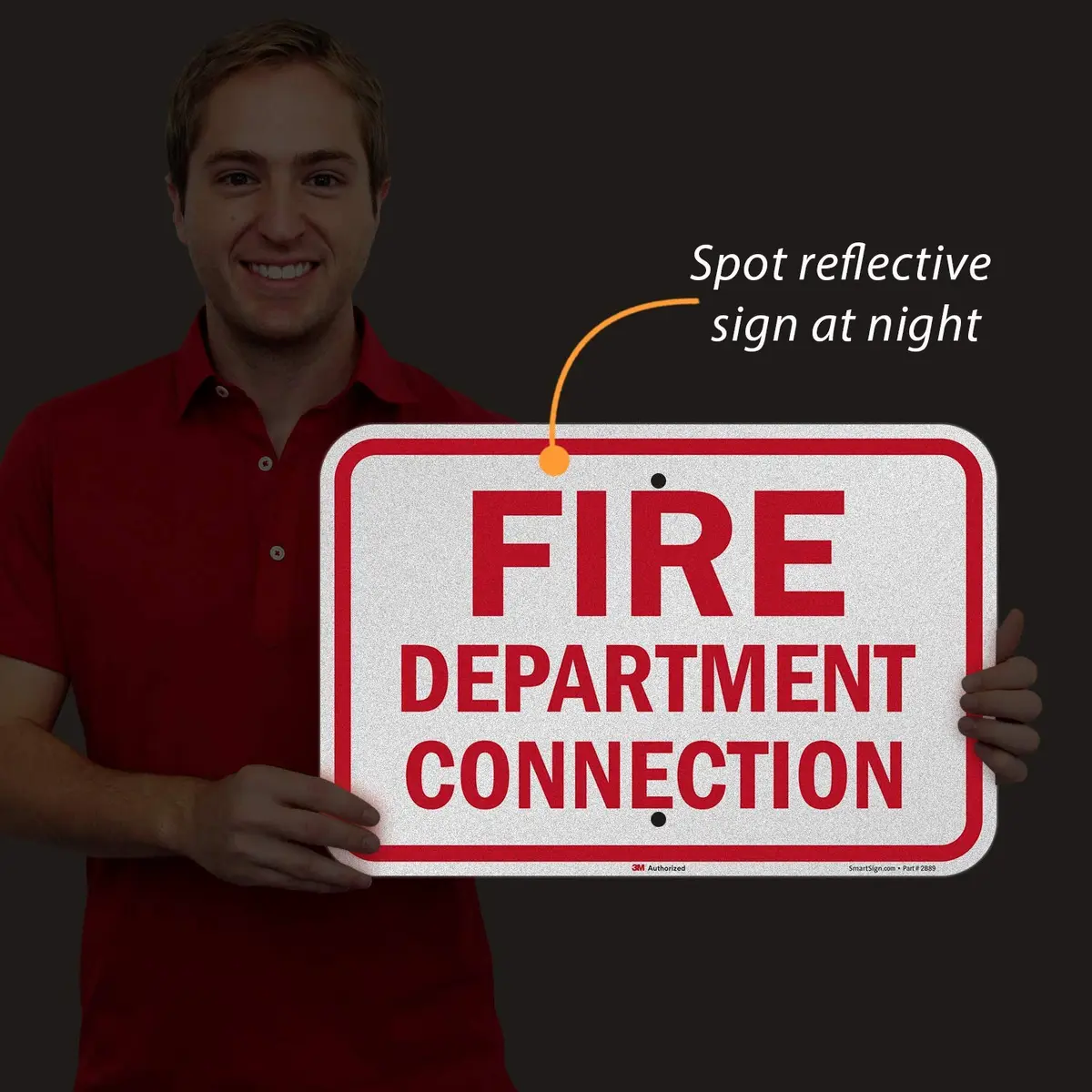 SmartSign Fire Department Connection Sign | 12" x 18" Reflective Aluminum - view 3