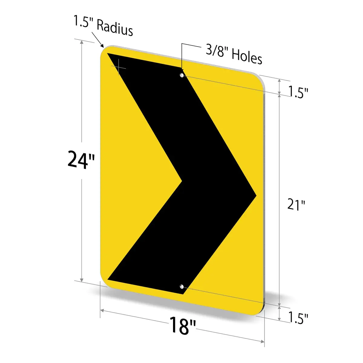 SmartSign Chevron Alignment - Right MUTCD Sign 18" x 24" Aluminum | MUTCD Compliant Reflective Sign - view 5