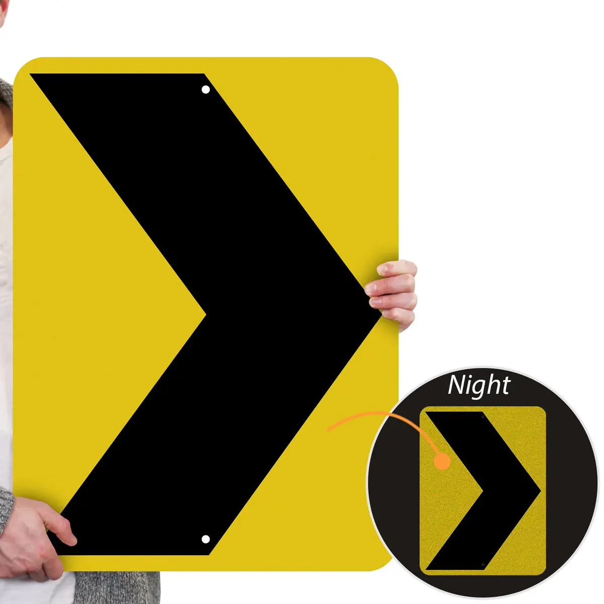 SmartSign Chevron Alignment - Right MUTCD Sign 18" x 24" Aluminum | MUTCD Compliant Reflective Sign - view 7
