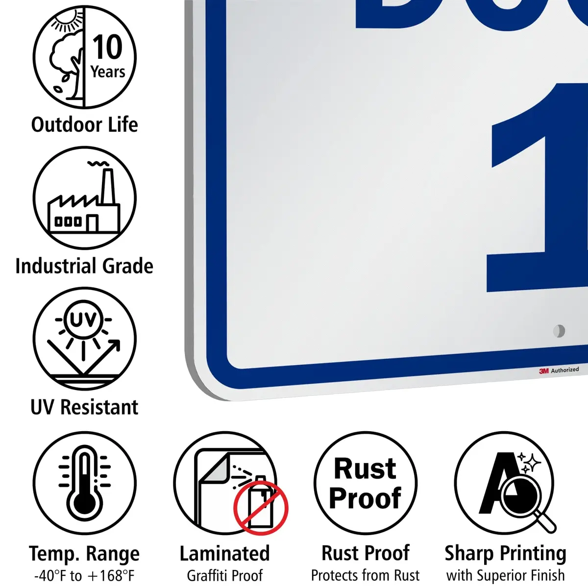 SmartSign Dock 1 Sign 18" x 24" Aluminum Reflective Blue on White | Durable & Easy to Install - view 7
