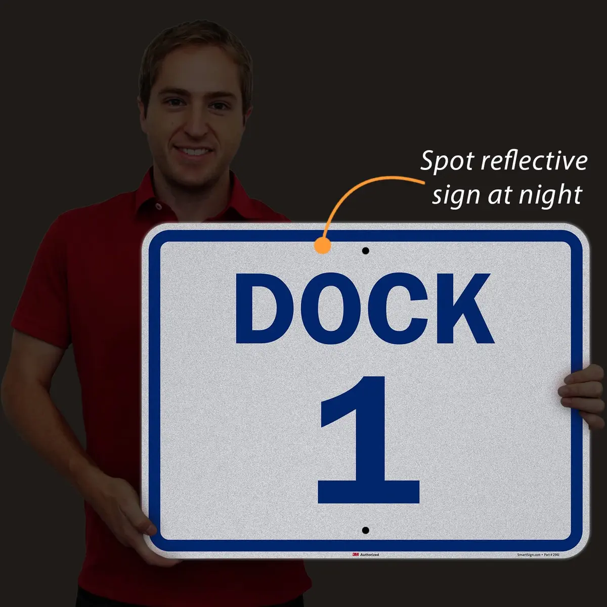 SmartSign Dock 1 Sign 18" x 24" Aluminum Reflective Blue on White | Durable & Easy to Install - view 8