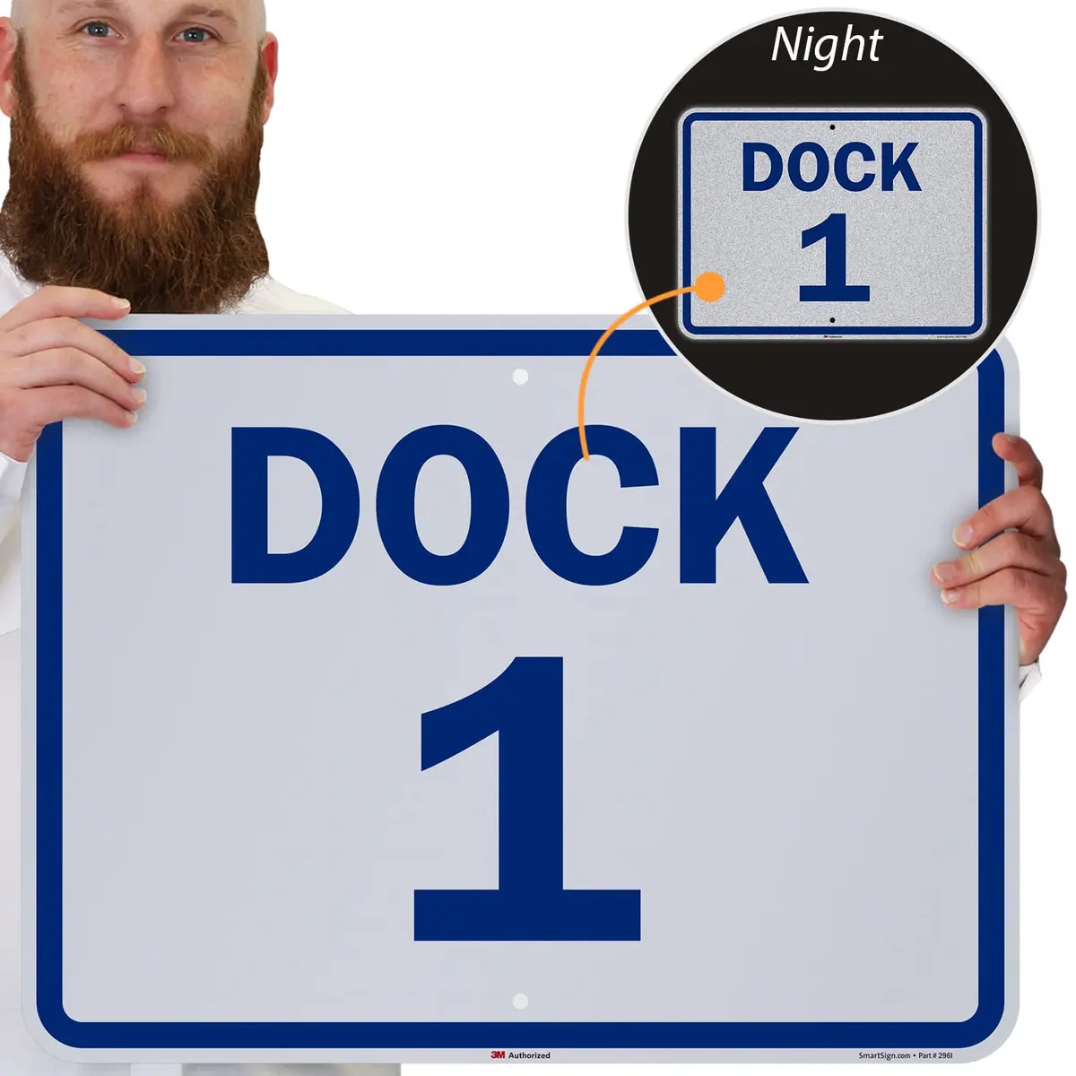 SmartSign Dock 1 Sign 18" x 24" Aluminum Reflective Blue on White | Durable & Easy to Install - view 2