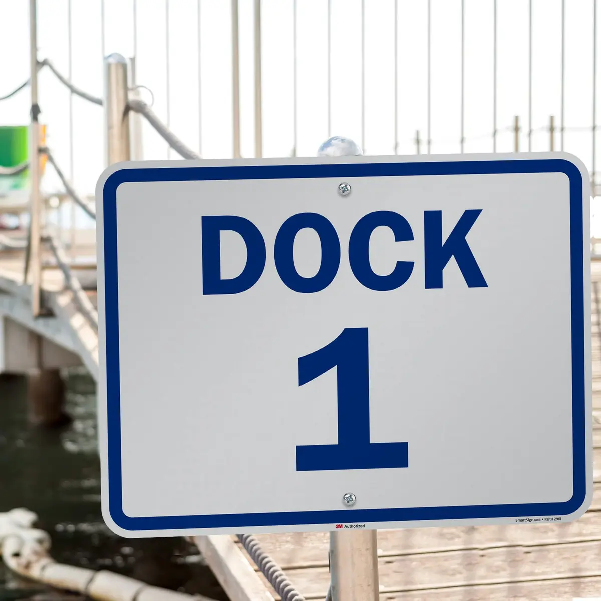 SmartSign Dock 1 Sign 18" x 24" Aluminum Reflective Blue on White | Durable & Easy to Install - view 3