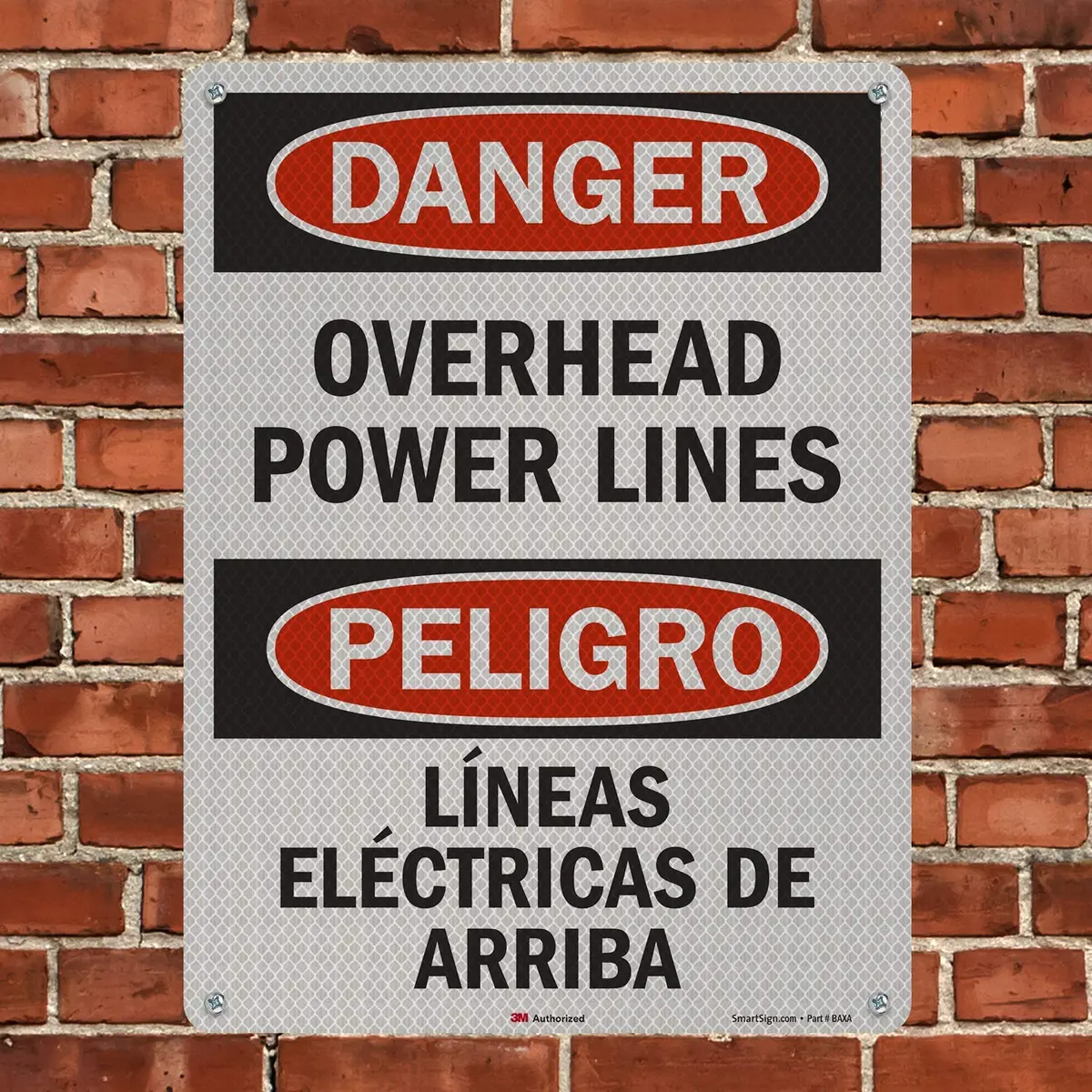 SmartSign Danger - Overhead Power Lines Sign | 18" x 24" Reflective Aluminum - view 4