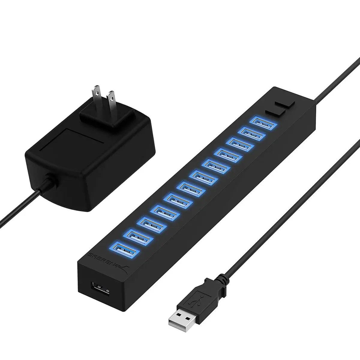 SABRENT 13-Port USB 2.0 Data Hub, Powered, 2 Switches | 13 Ports, High-Speed Data, Daisy-Chain Expandability - main product image