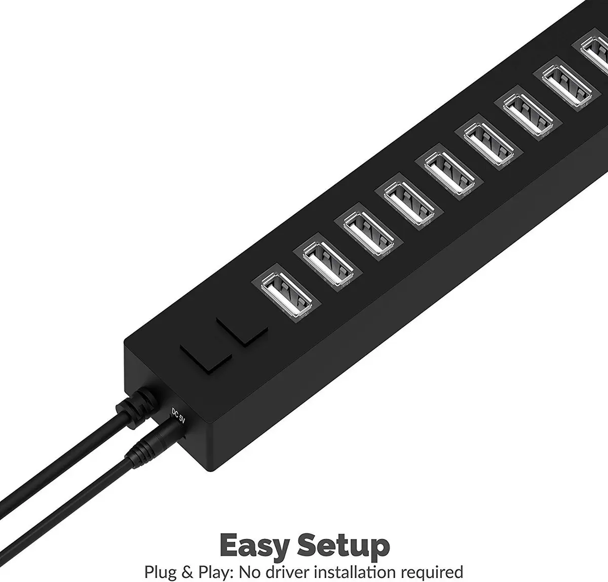 SABRENT 13-Port USB 2.0 Data Hub, Powered, 2 Switches | 13 Ports, High-Speed Data, Daisy-Chain Expandability - view 3