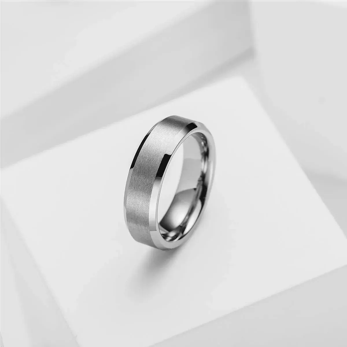 King Will Silver Tungsten Wedding Band 6mm (0.24 inches) | Modern Men's Ring for Engagement & Anniversary - view 2