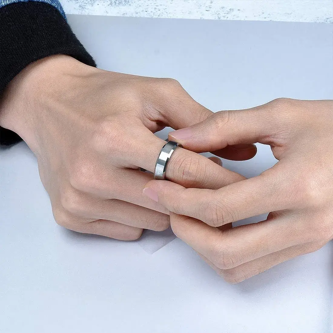 King Will Silver Tungsten Wedding Band 6mm (Size 7.5) | Modern Style, Engagement & Anniversary - view 4