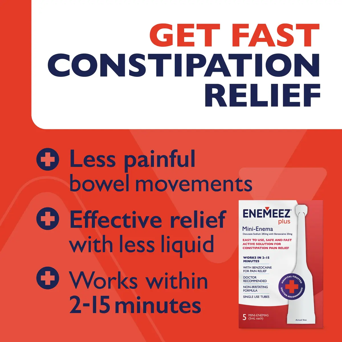 Enemeez Plus Mini-Enemas 5ml | Fast Constipation Relief with Docusate Sodium & Benzocaine - view 3