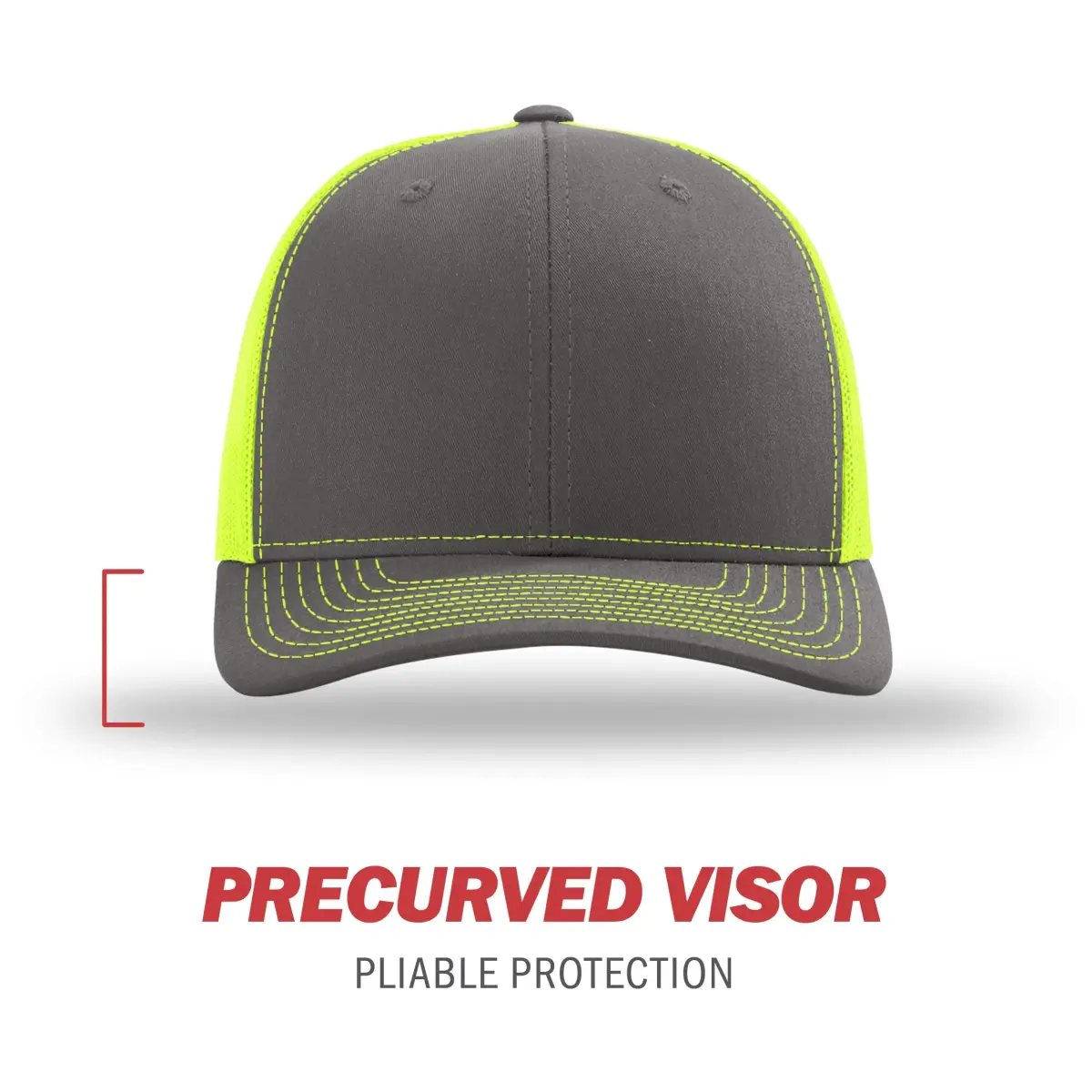 Richardson 112 Split Charcoal/Neon Yellow Trucker Baseball Cap - One Size - view 2