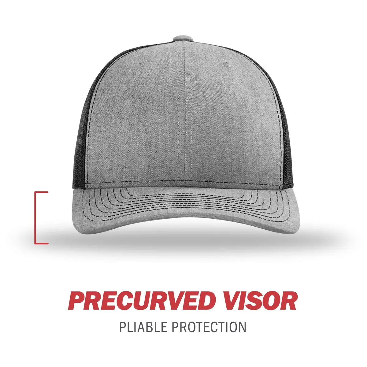 R RICHARDSON Unisex 112 Trucker Cap Heather Grey/Black | Adjustable Snapback Baseball Hat - view 2
