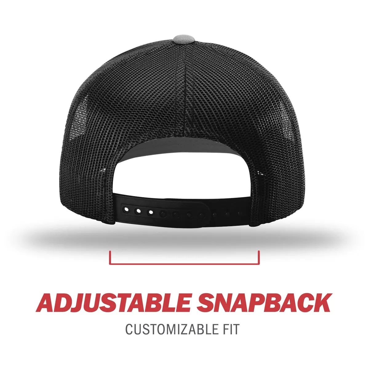 R RICHARDSON Unisex 112 Trucker Cap Heather Grey/Black | Adjustable Snapback Baseball Hat - view 4