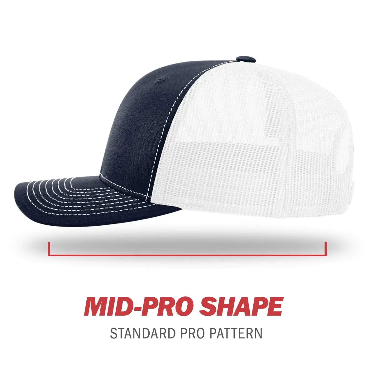 Richardson Unisex 112 Trucker Adjustable Snapback Baseball Cap, Split Navy/White, One Size (5-7.5cm Brim) | Classic Design, Breathable Mesh Backing - view 3