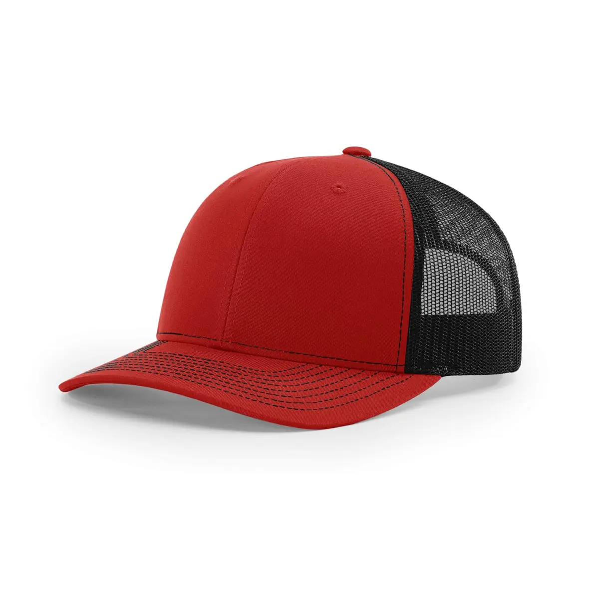 Richardson Unisex 112 Trucker Adjustable Snapback Baseball Cap, Split Red/Black, One Size Fits Most - main product image