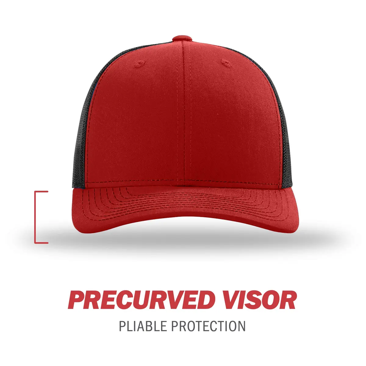 Richardson Unisex 112 Trucker Adjustable Snapback Baseball Cap, Split Red/Black, One Size Fits Most - view 2