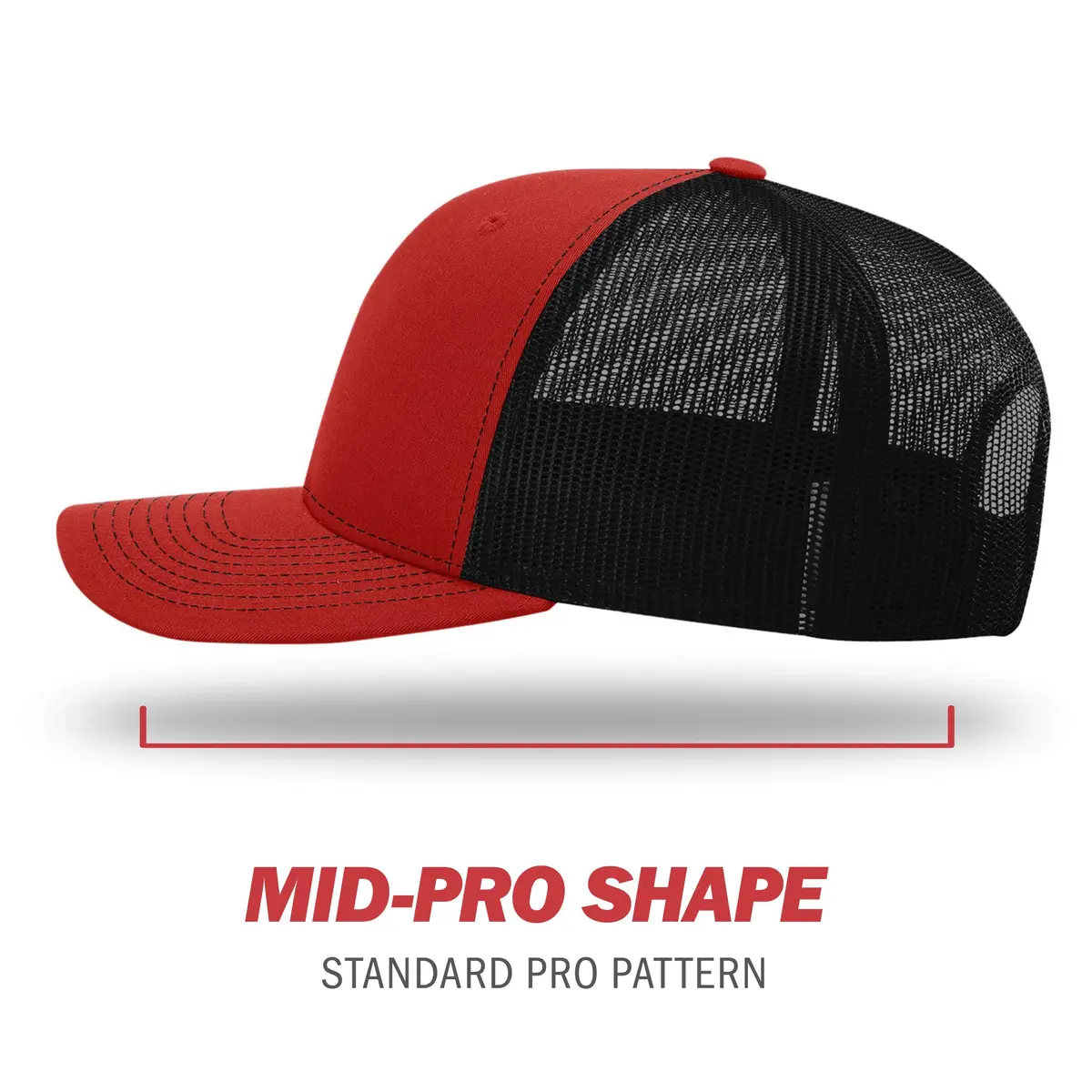 Richardson Unisex 112 Trucker Adjustable Snapback Baseball Cap, Split Red/Black, One Size Fits Most - view 3