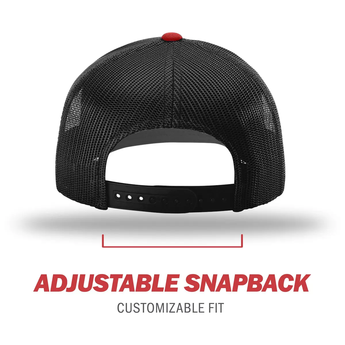 Richardson Unisex 112 Trucker Adjustable Snapback Baseball Cap, Split Red/Black, One Size Fits Most - view 4