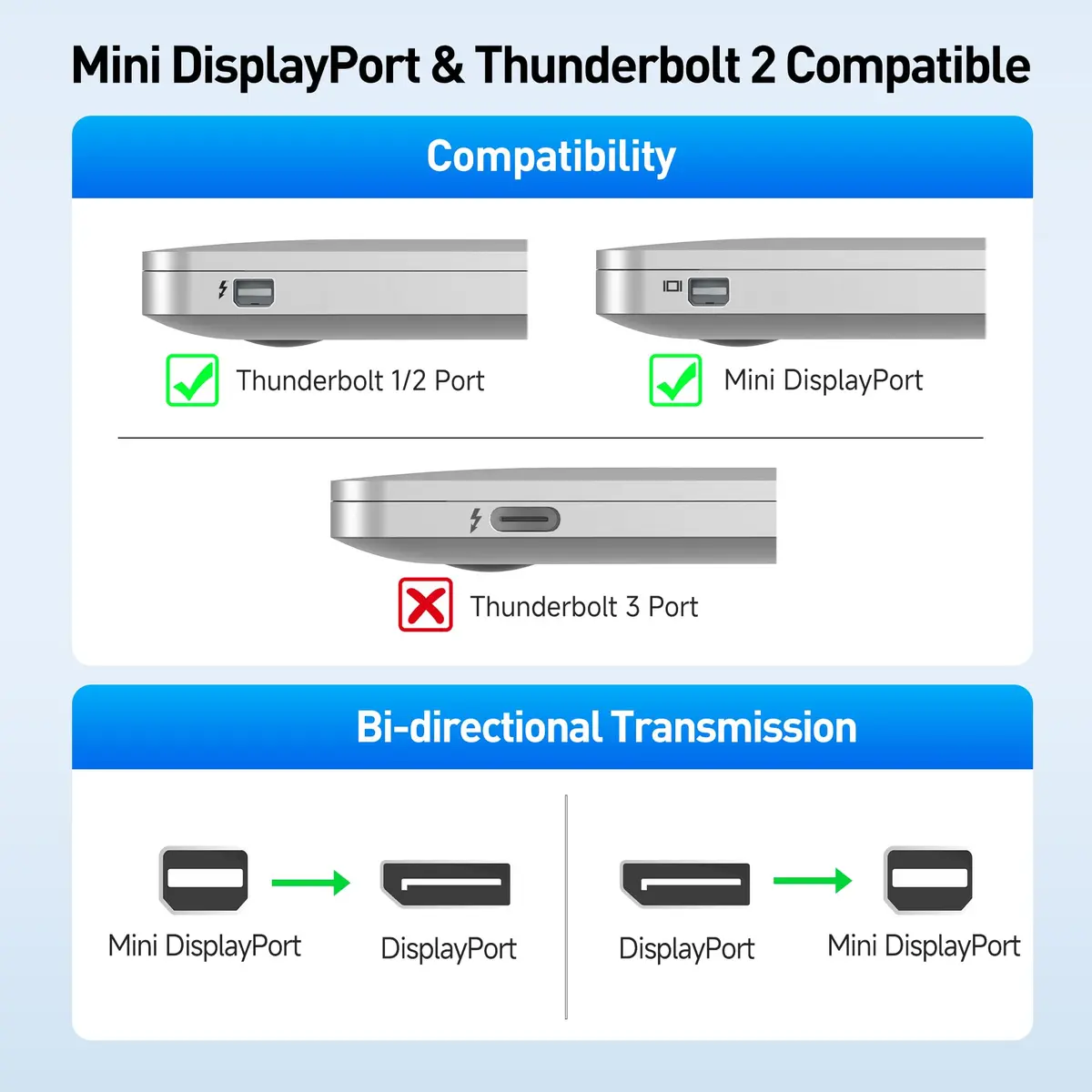 Cable Matters 8K Mini DisplayPort to DisplayPort 1.4 Adapter | 7680x4320 @ 60Hz, Thunderbolt 2 Compatible - view 6